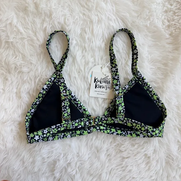 Kulani Kinis Green Ditsy Floral Print Bralette Bikini Top - Image 4
