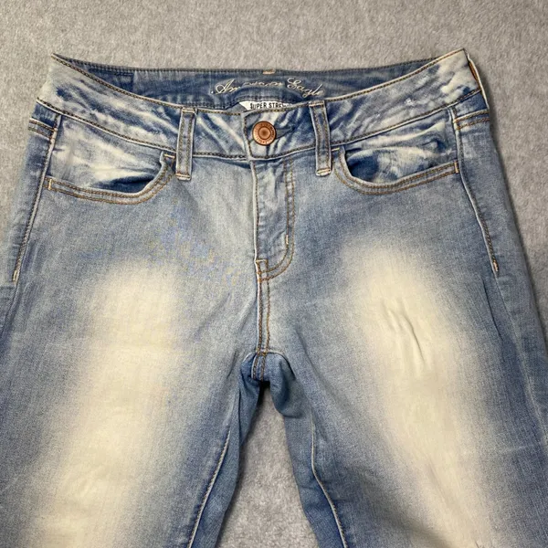 American Eagle Jegging Jeans‎ Women's Sz 8 Light Super Stretch Distressed Denim - Image 3