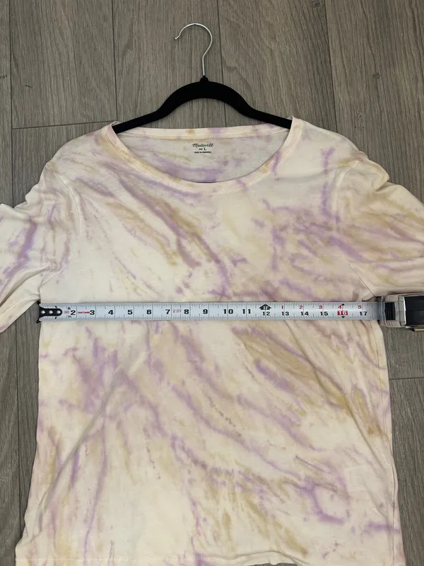 Madewell Tie Dye Long Sleeve Shirt | Purple, Tan, Cream | Casual Top | Size L - Image 7