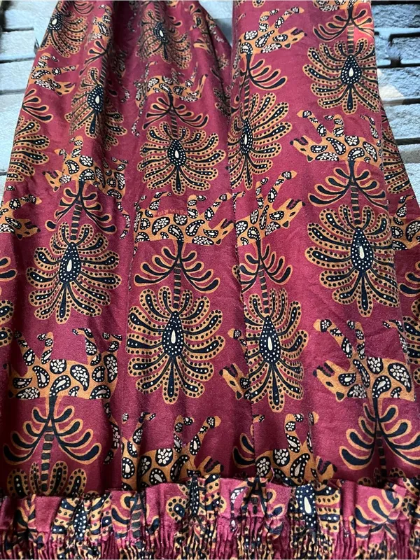 Farm Rio Smocked Jumpsuit in Rust Paisley Leopard Animal Print Size G small - Image 13
