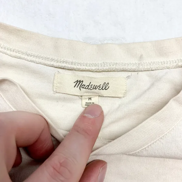 Madewell Puff Sleeve Tee Womens Size M Cream Ivory Cotton Blend Relaxed‎ Top - Image 4