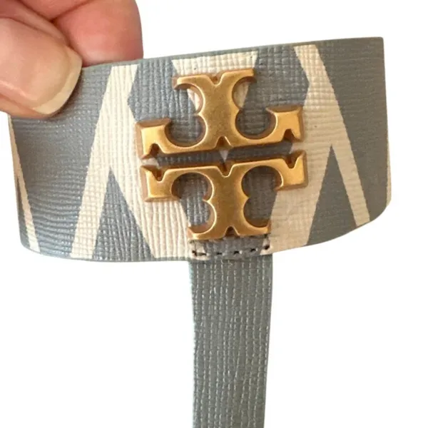 Tory Burch Mini Everly Geometric‎ Blue Grey Sandals Double T 7 - Image 12