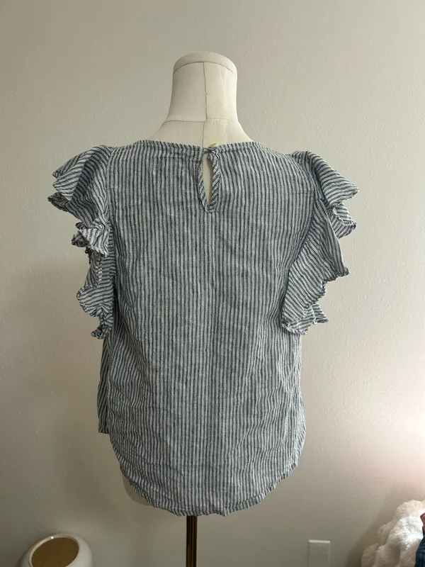 J.Crew Striped Linen Blend Top - Image 4