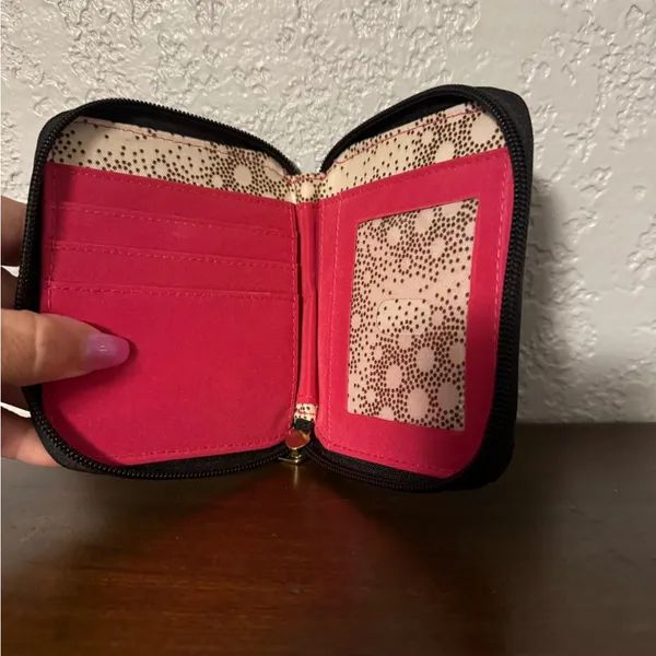 Black Leather Wallet with Gold Zipper - Image 6