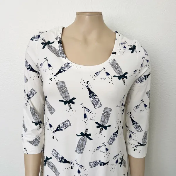 [Soma] White Cheers Champagne Cool Nights Jersey Scoop Neck Sleepshirt Size XS - Image 4