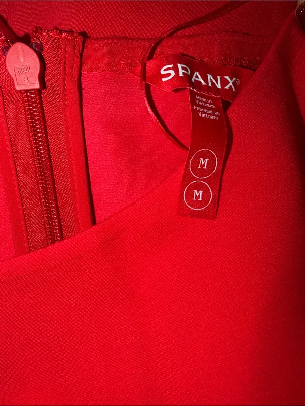 NWT SPANX $168 Long Sleeve Ballet Neck Mini Dress- Spanx Red Medium - Image 7
