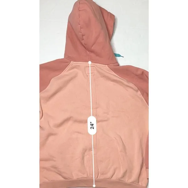 Guess Heavyweight‎ Hooded Sweatshirt Hoodie Unisex Retails $118 Peach Colorblock - Image 9