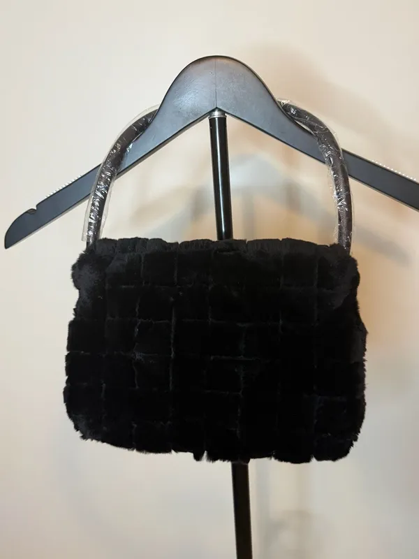 Vintage‎ Faux Fur Bow Handbag Black - Image 2