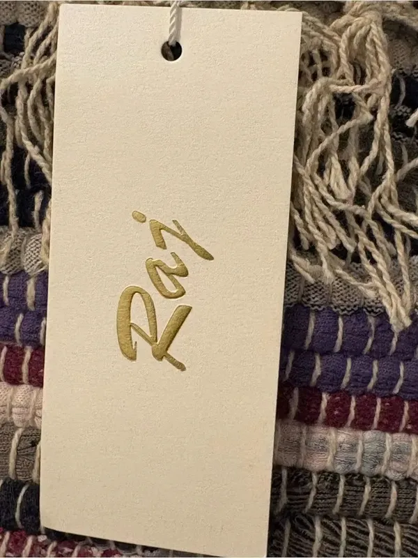 Raj Anthropologie Handwoven Multicolor Fringe Tote Bag - Cream Handles NWT - Image 2
