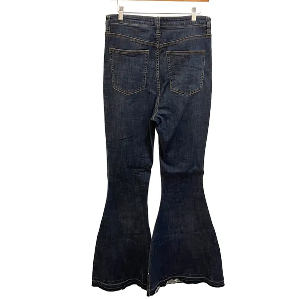 We The Free High‎ Rise Flare Jeans Dark Wash Button Fly Bell Bottoms - Image 4