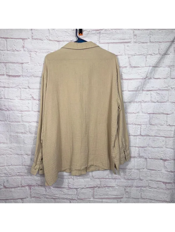 Old Navy XL Beige Long Sleeve Button-Up Shirt - Image 7