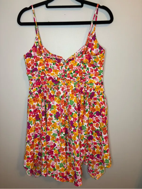 Princess Polly Barrett Mini Dress Multi Floral Size 12 Ruched Y2K - Image 5