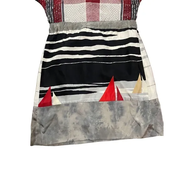 Launch by Susan Young abstract sailboat novelty 100% silk dress size XS‎ - Image 8