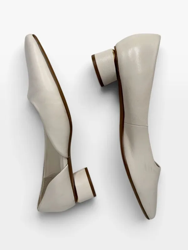 Franco Sarto Citrus Cream Leather Almond Toe Round Block Heel SZ 9.5 - Image 4