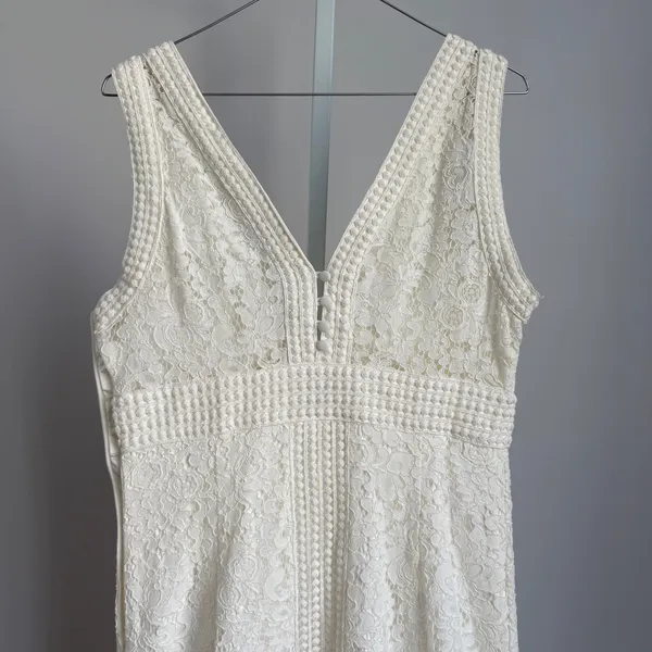 Bardot White embroidered midi cocktail dress luxury party knee length size M‎ - Image 7