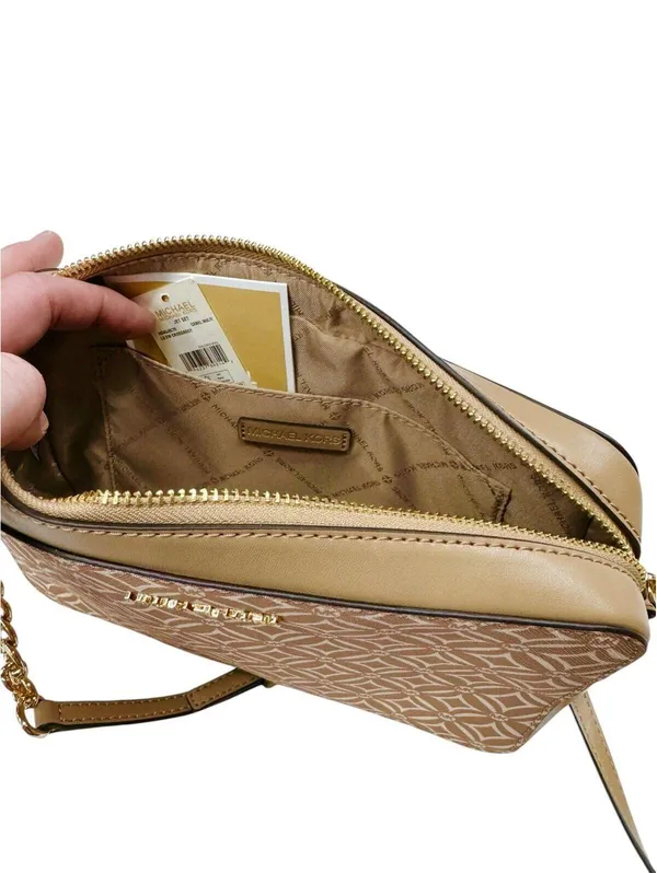 (RB) $198 RARE Michael Kors Jet Set Large EW Crossbody Bag Camel w/Gold Hardware - Image 7