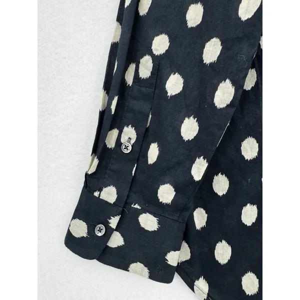 Madewell Navy Blue Polka Dot Cotton Button Front Shirt Coastal Preppy Size M NWT - Image 6