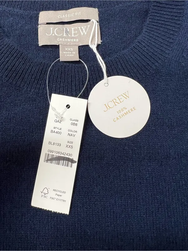J. Crew Cashmere classic-fit crewneck sweater in Navy Blue Size XXS NWT - Image 8