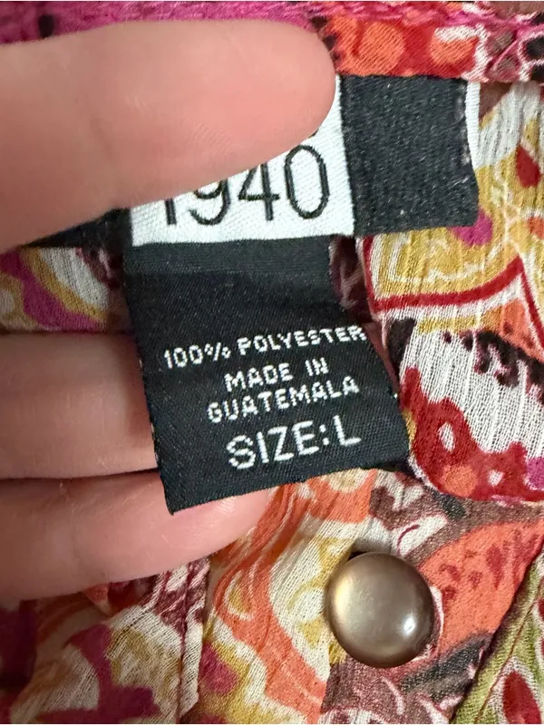 Studio 1940 Paisley Ruffle Sleeveless Blouse Size L Pink Orange Boho Peasant - Image 5