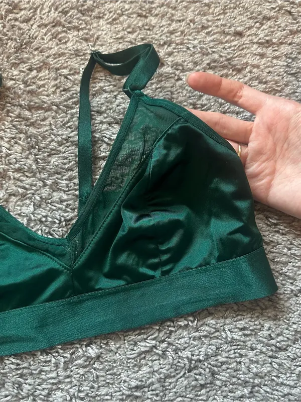 Auden Satin Bralette in Emerald Green - Image 3