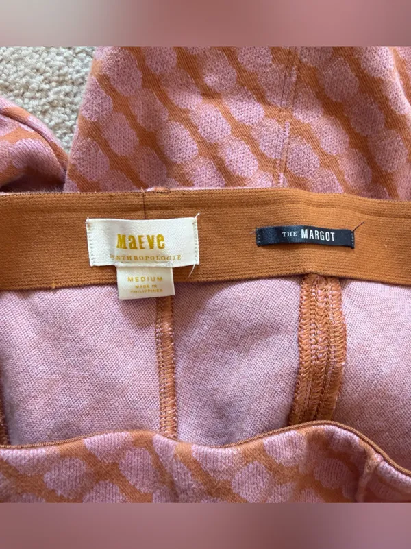 Anthropologie Maeve The Margot Jacquard Kick Flare Pants Pink M‎ - Image 3