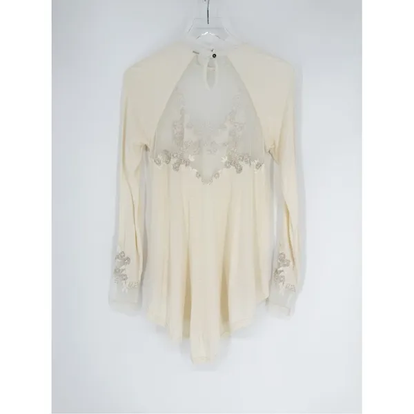 Free People Saheli Embroidered Long Sleeve Tunic Top Women's XS‎ Cream Boho Chic - Image 3