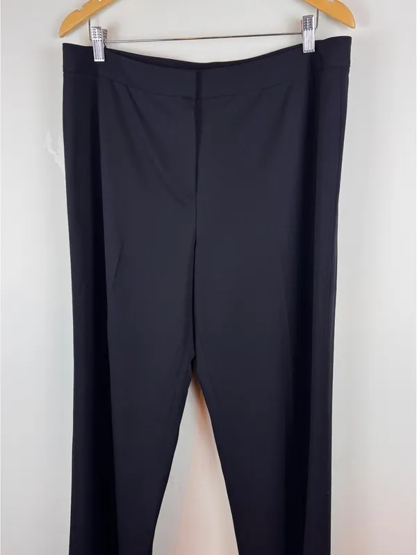 Lafayette 148 New York Black Virgin Wool Stretch Straight Leg Pants Size 14 - Image 4