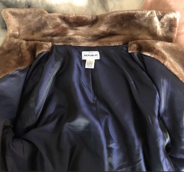 Faux Fur Teddy Coat Brown Size L - Image 7