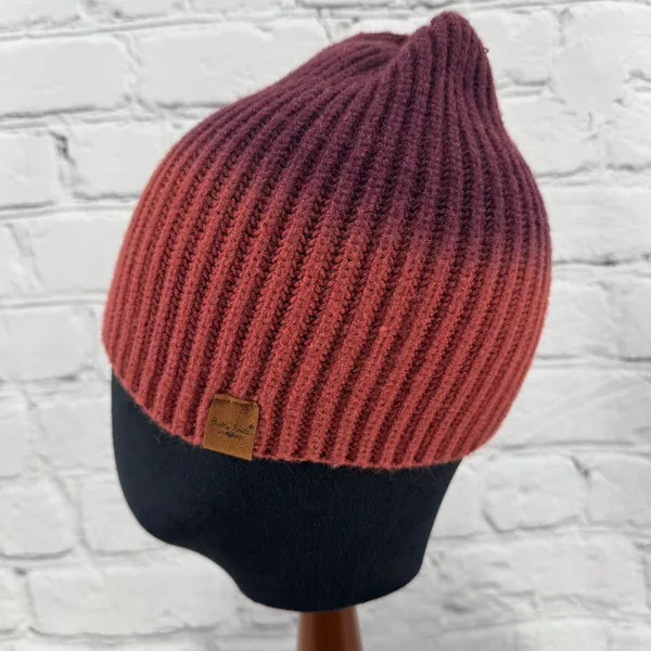 Britt's Knits Double Dip Beanie Rust One Size Hat Ski Cap Red - Image 2