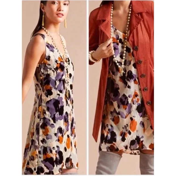 Cabi Radiant Velvet Burnout Slip Dress‎ Style 3514 Abstract Leopard Print XL - Image 2