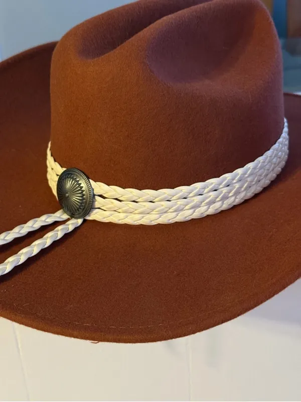 NWOT Anthropologie San Diego Hat Company Rust Brown Felt Western Cowboy Hat - Image 3