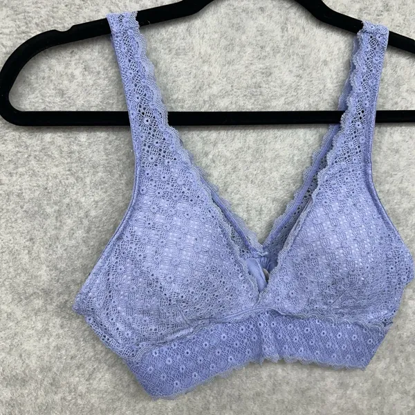 Ambrielle Womens Light Blue Lace Bralette Size Medium Padded - Image 3
