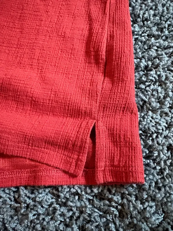 J. Crew Textured V Neck 3/4 Sleeve Shirt Womens Size M Stretch Red/Orange Preppy - Image 6