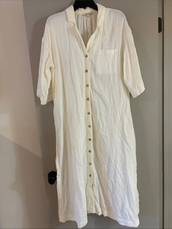 Madewell Lightestspun Cover-Up Maxi Shirtdress Lighthouse Small - Image 5