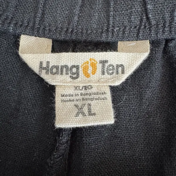Hang Ten Santa Teresa Linen Blend Shorts XL Black Paperbag Waist Tassel Boho Fit - Image 6