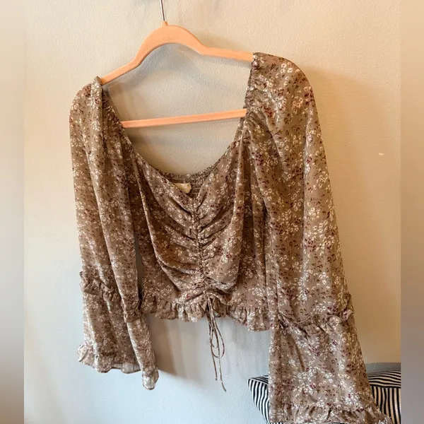 Altar’d State Floral Tan Top Size Small - Image 4