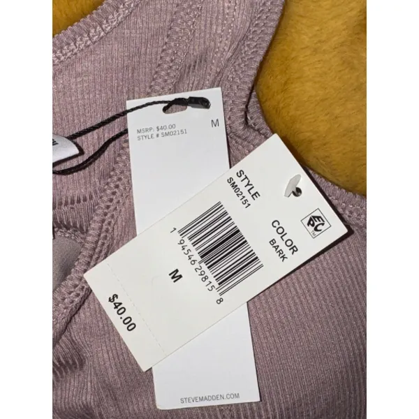 Steve Madden Ribbed Bralette Lounge Activewear Top,‎ Bark, Size M, NWT - Image 4