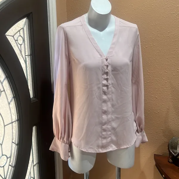 Express pink long sleeve button up blouse - Image 2