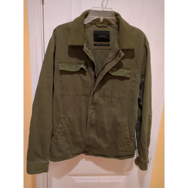 Zara Green Military Style Jacket Size L - Image 2