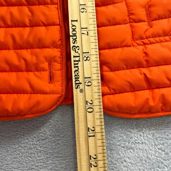 Abercrombie & Fitch Womens Open Front Puffer Jacket XS Orange Quilted Packable‎ - Image 8