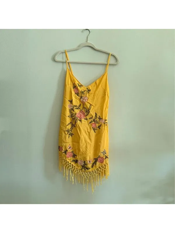 Urban Outfitters Carmen Embroidered Fringe Mini Dress - Image 3