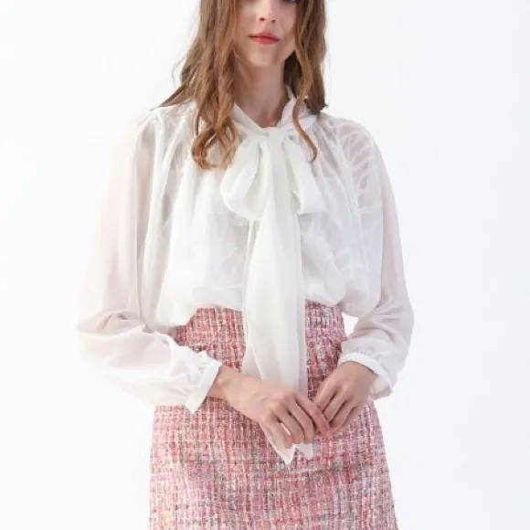 Chicwish SEQUINS TWEED BUD MINI SKIRT IN PINK Size Small NWOT - Image 3