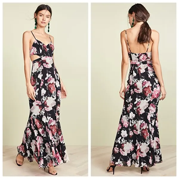 NEW Fame and Partners The Sienne Maxi Dress Black Floral Blushing Blooms Nite - Image 2