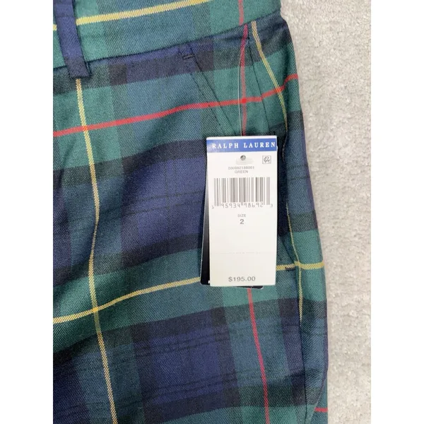 NWT‎ Lauren Ralph Lauren Plaid Tartan Cuffed Ankle Trousers Women's 2 Wool Navy - Image 4