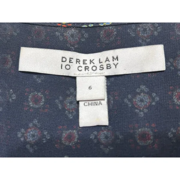 Derek Lam 10 Crosby Navy Silk Handkerchief Dress Sz 6 Lace Up Layered Flowy Boho - Image 8
