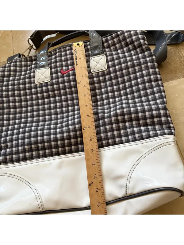 Vintage Nike Brassie Tote Bag Golf Shoe Plaid Shoulder Strap Mesh Pocket Women - Image 6