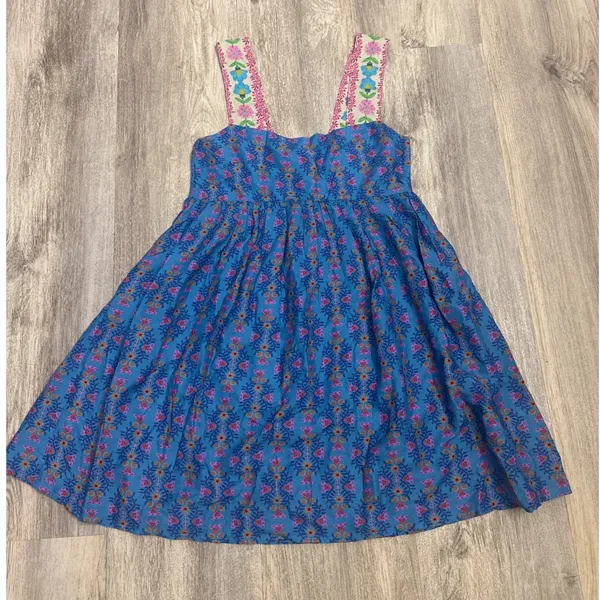Natural Life Blue Floral Boho Sun Dress Smocked Back Mini XS NWT - Image 2