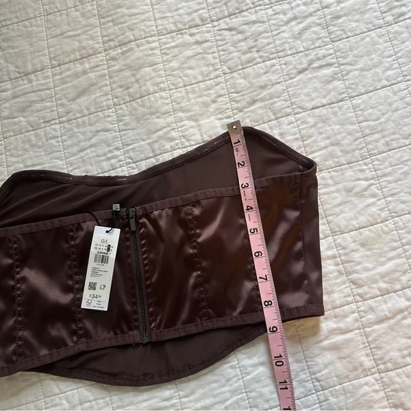 Garage Karina Satin Corset Crop Top Large NEW Borwn - Image 6