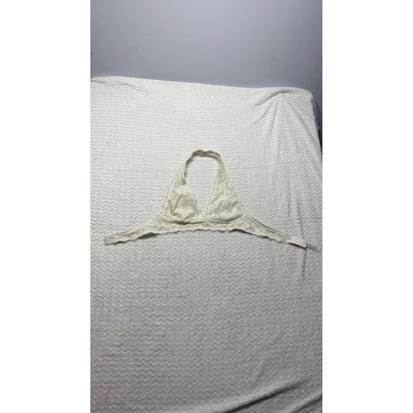 Intimately Free People Ivory Floral Lace Halter Bralette Scalloped Plunge 4622 - Image 2