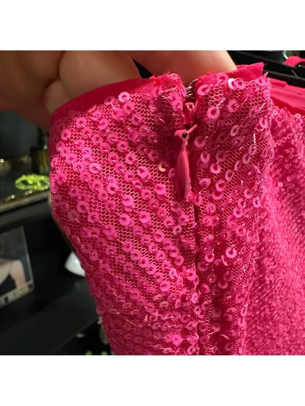 ASOS Sequin Tube Top Dress – Size 12 – Pink Sparkle – Like New - Image 7
